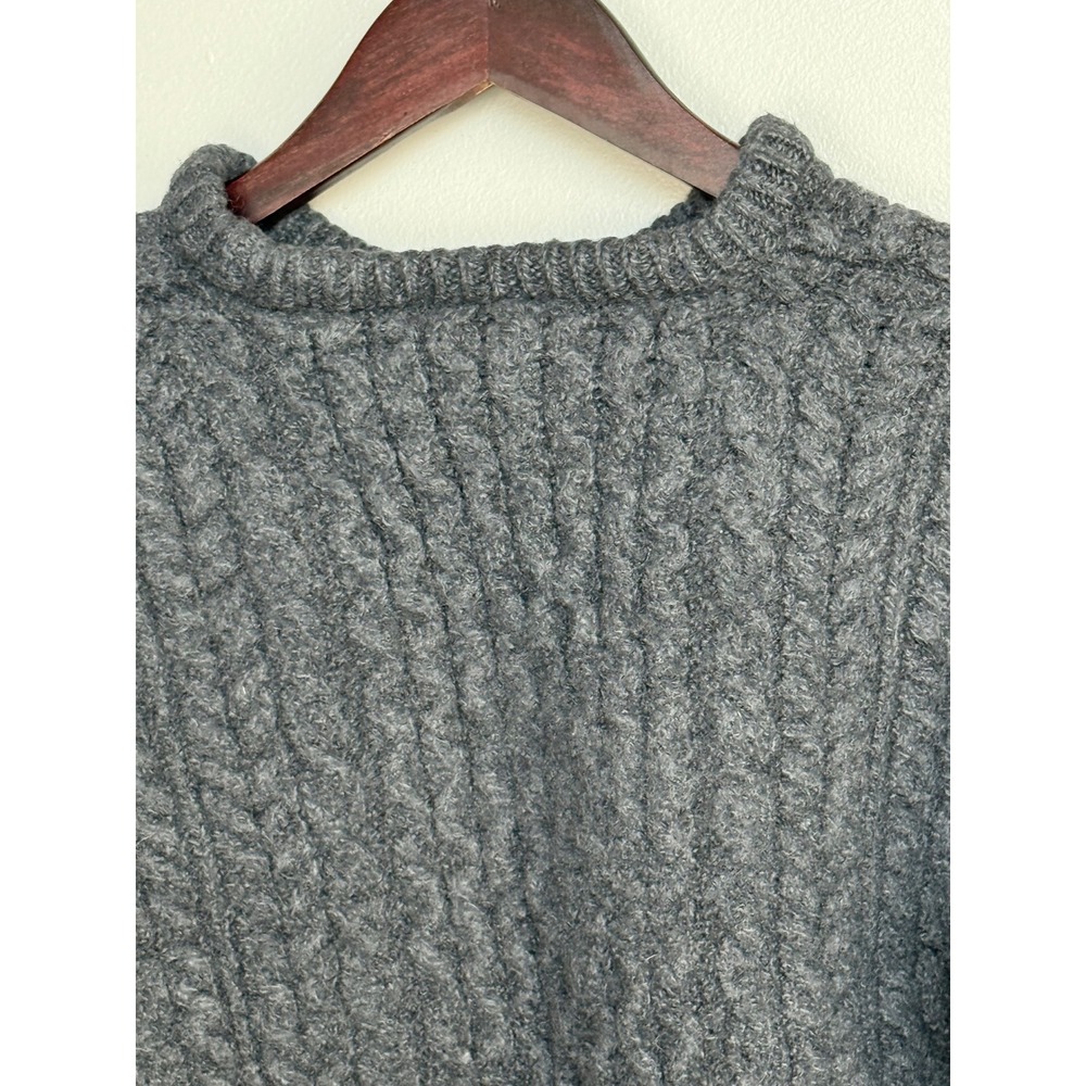 Aran Woollen Mills Merino Wool Cable Knit Sweater Gray Made in Ireland XL - Picture 8 of 12